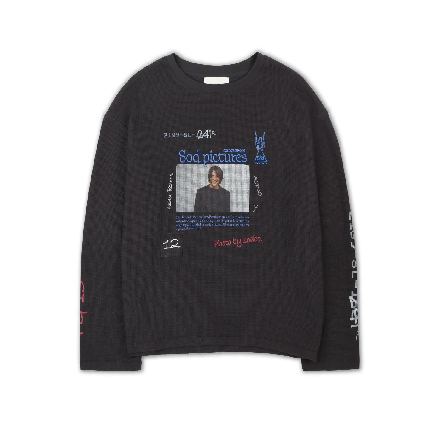 SOD Online Store Oversized Waffle Knit Long Sleeve Graphic Sweatshirt