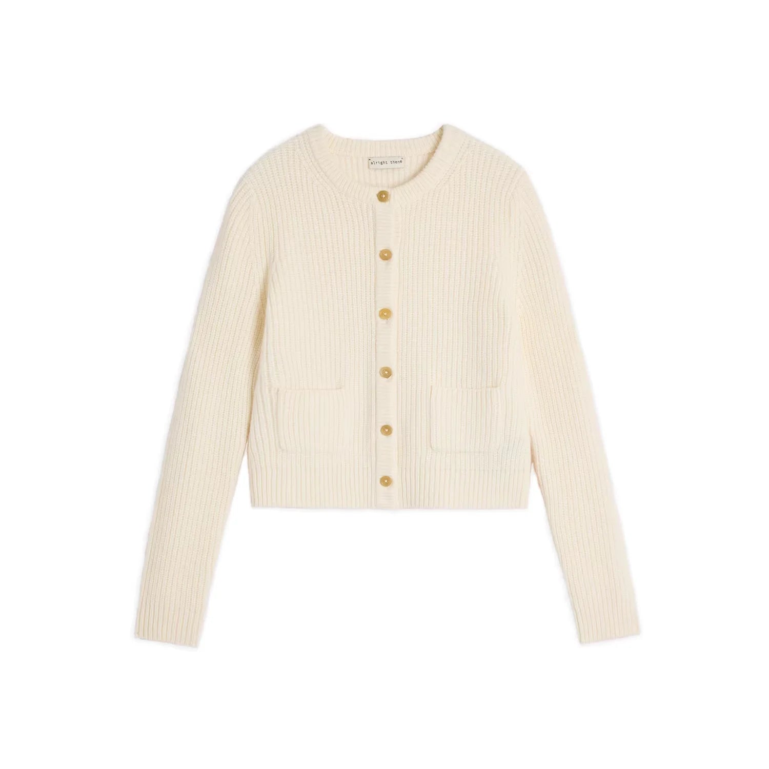 alright then Women's Wool Slim Fit Button-Up Cardigan Sweater