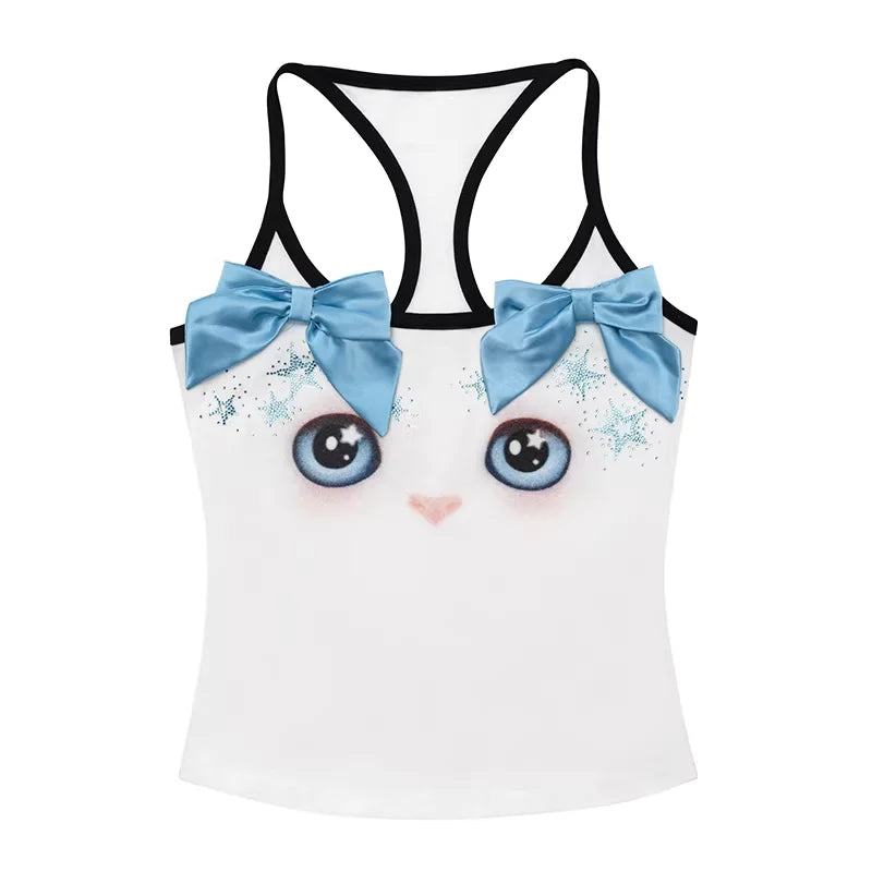 CFIERCE Cat Face Bow Camisole