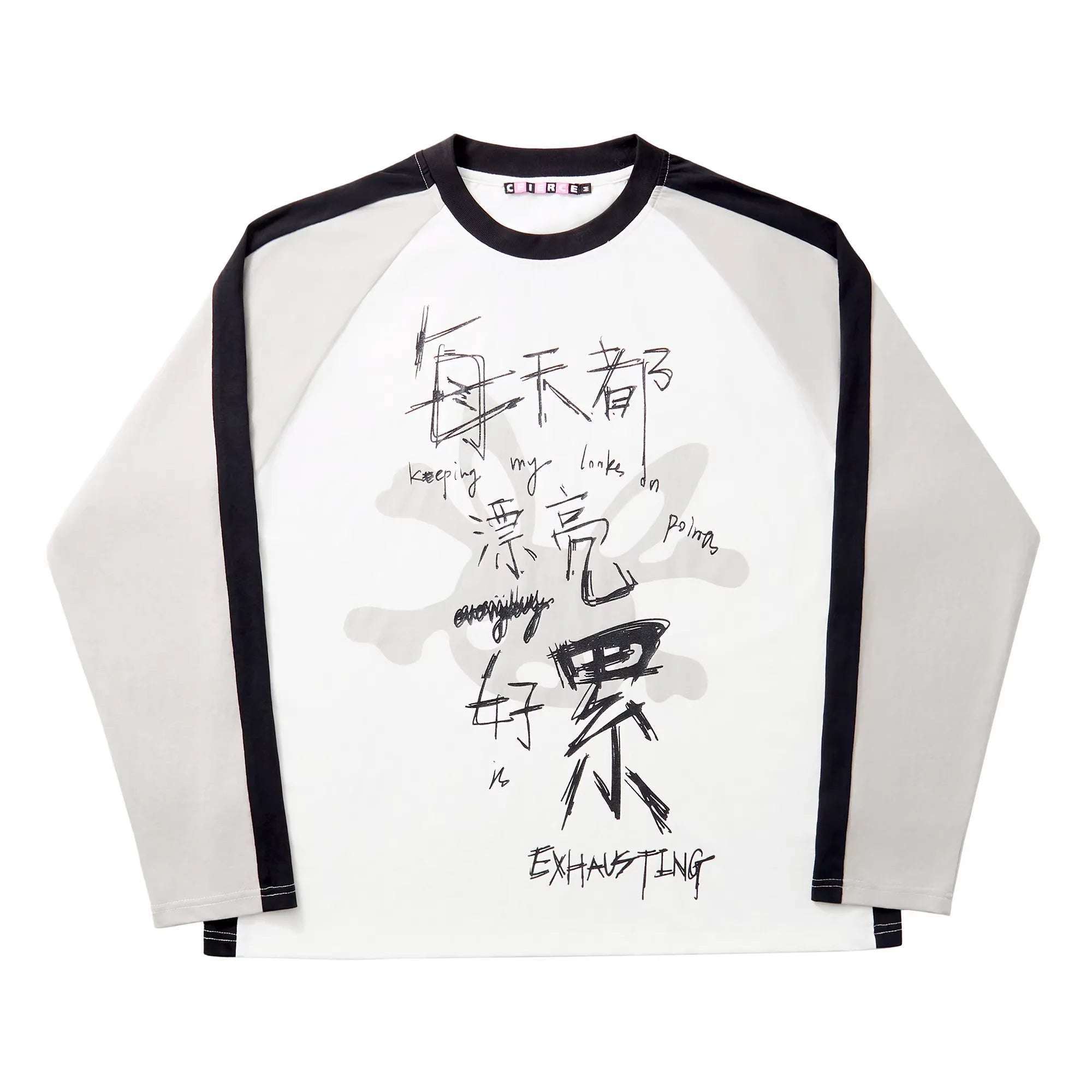 CFIERCE Glitter Print Colorblock Raglan Sleeve T-Shirt