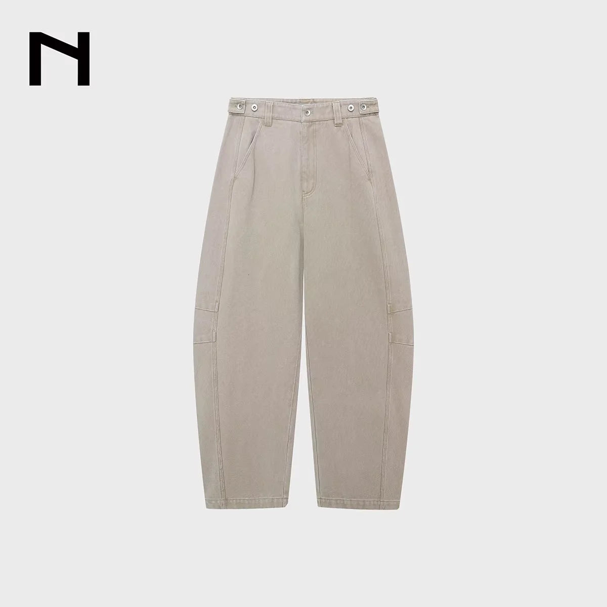 NANS Menswear Washed Cotton Piqué Cargo Trousers with Adjustable Waist