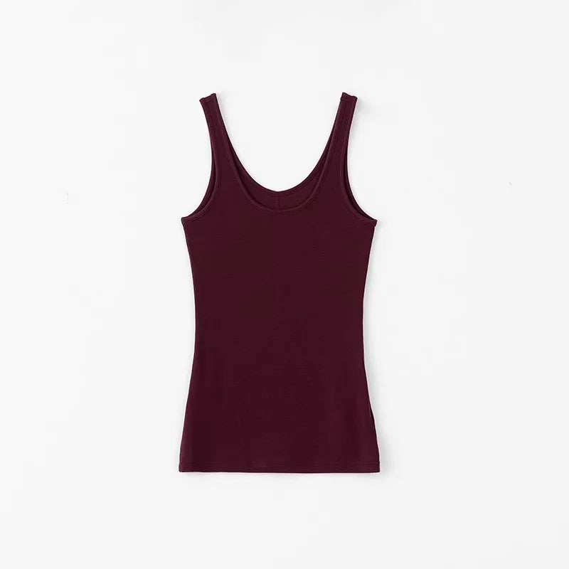 RandomPiece Slim Fit Tencel Wool Tank Top with U-Neckline