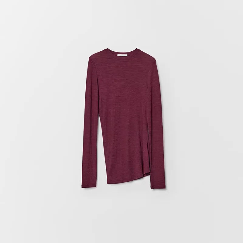 RandomPiece Merino Wool Asymmetrical Hem Long Sleeve T-Shirt
