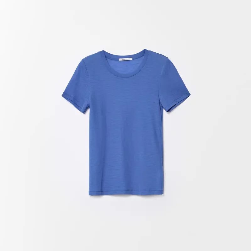 RandomPiece Merino Wool Slim Fit Short Sleeve T-Shirt with U-Neck