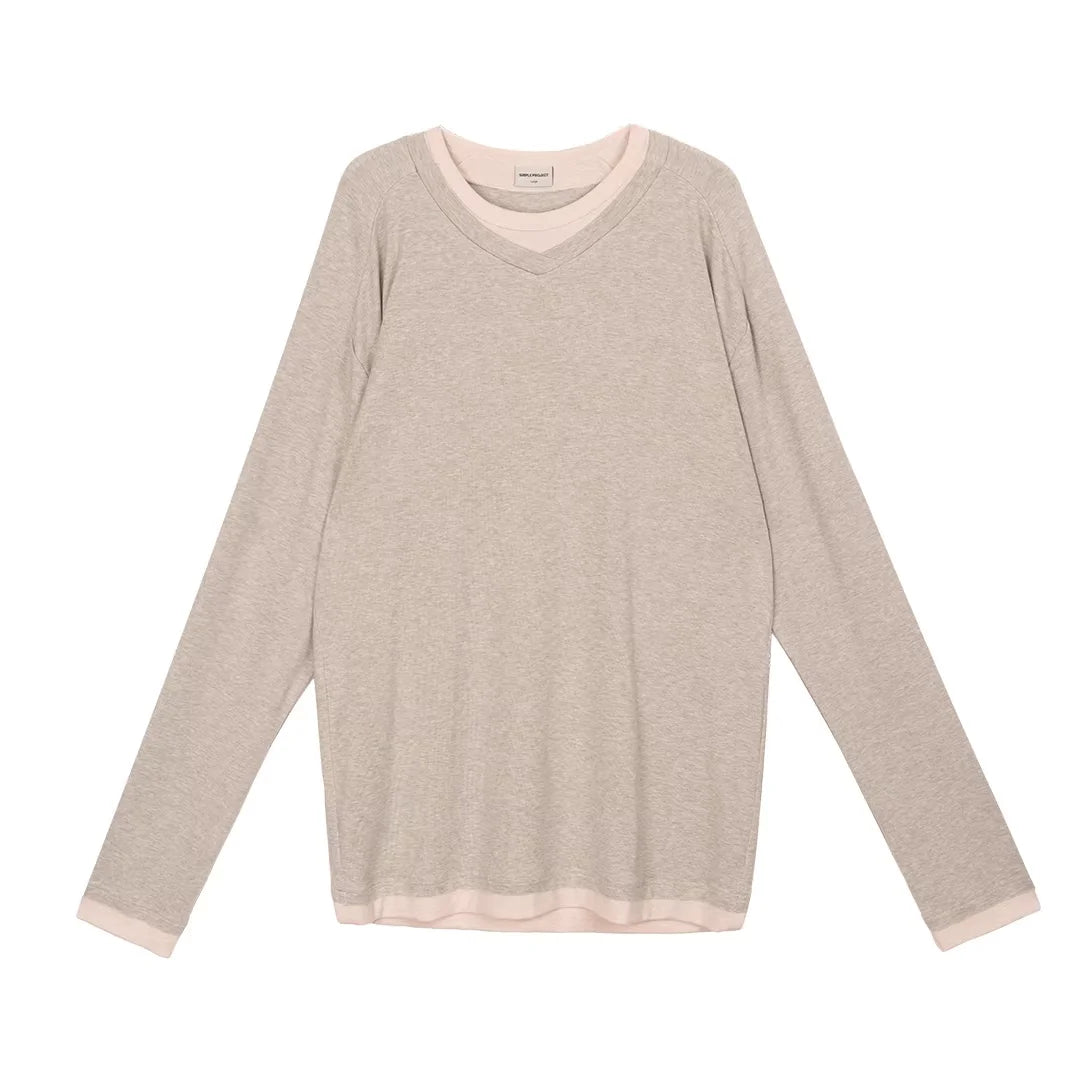 Simple Project Merino Wool Faux Layered Crewneck T-Shirt