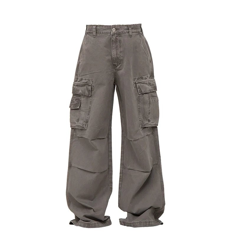 VLABMADE Men's Distressed Wide-Leg Cargo Pants
