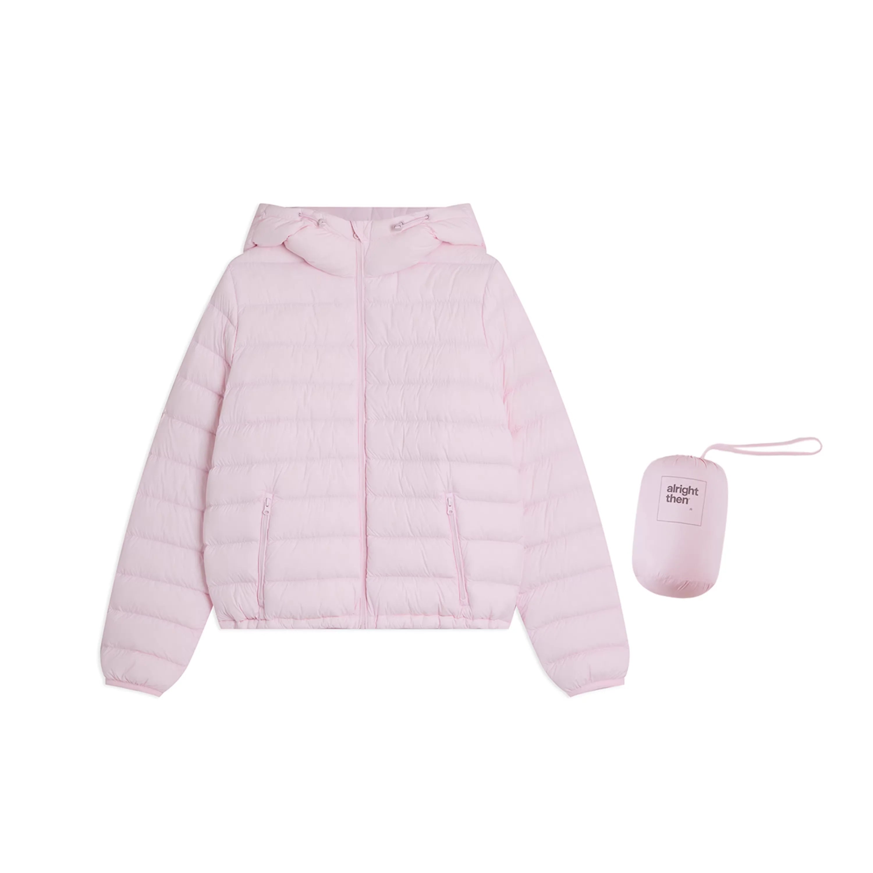 alright then Women's Lightweight Hooded Down Jacket with 90% White Duck Down