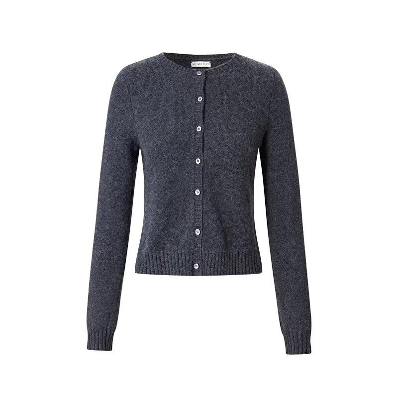 alright then Lambswool Slim Fit Cropped Button-Up Cardigan