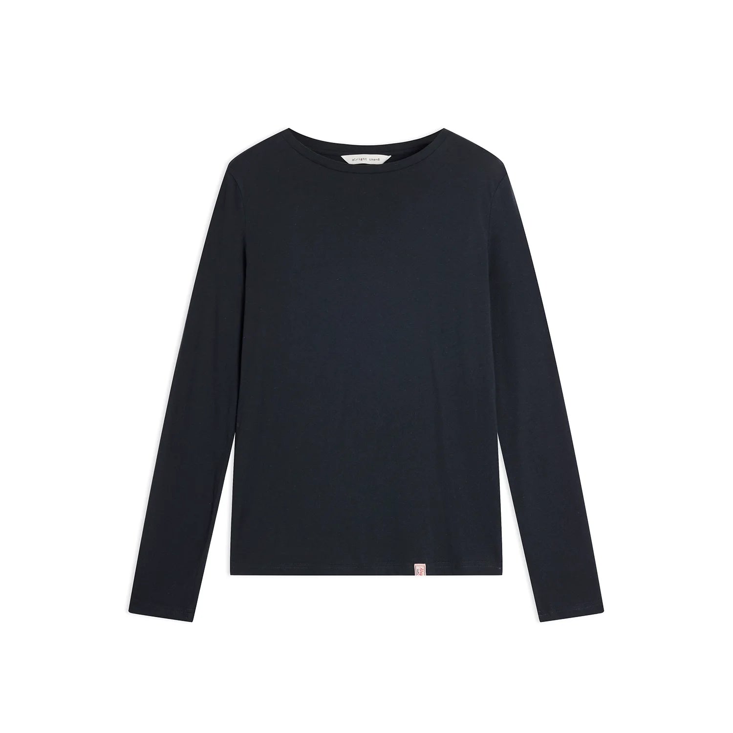 alright then Women's Contrast Trim Long-Sleeve Crew Neck Shirt