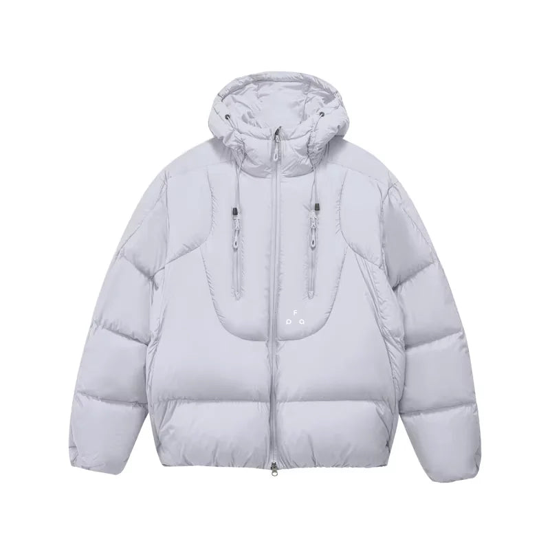 FPA Men's Double-Zip Hooded Down Jacket for Winter with 3D Design and Water Resistance
