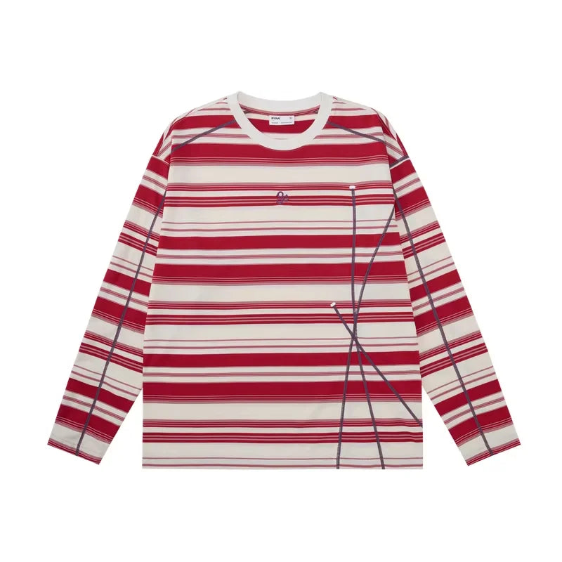 FPA Colorblock Striped Long Sleeve Sports T-Shirt - Heavyweight Casual Fit