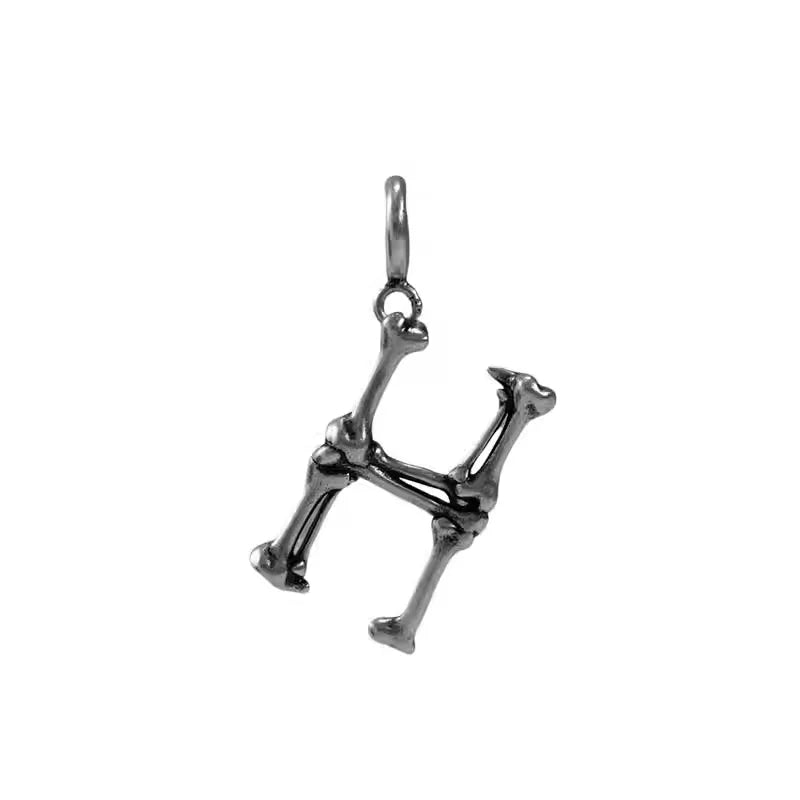 BLACKHEAD S925 Silver Skeleton Alphabet Letter Pendant Necklace Charm