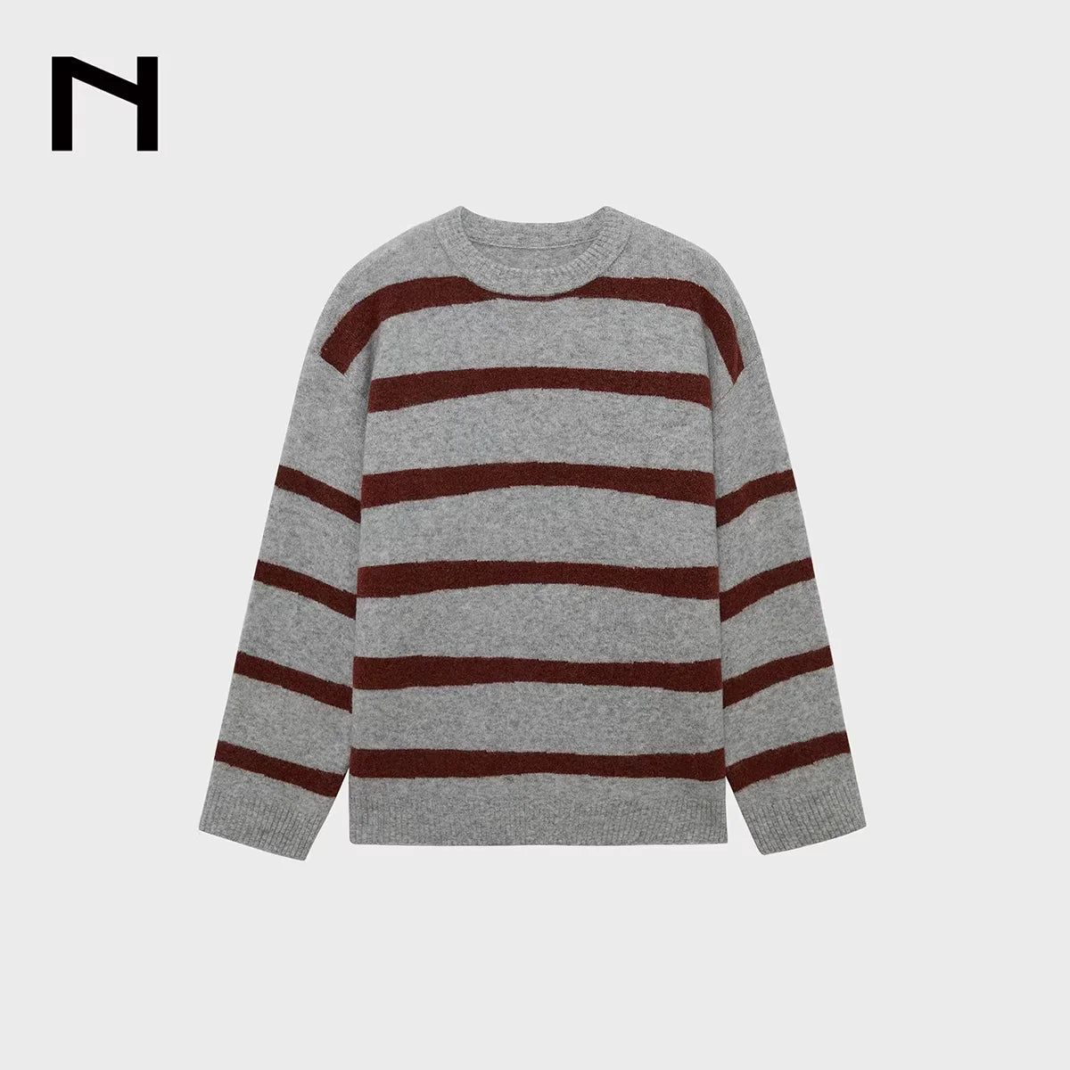 NANS Menswear Alpaca Blend Colorblock Striped Crewneck Sweater