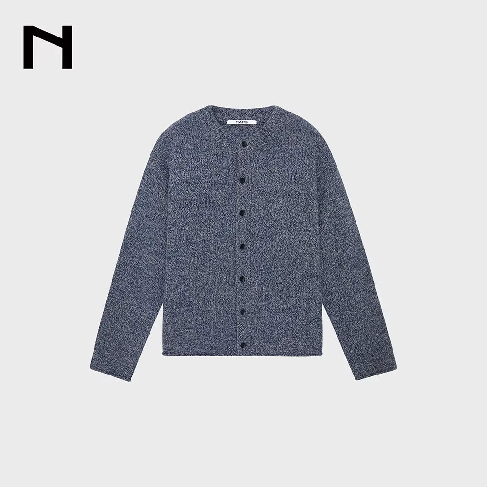 NANS Menswear Men's Extra Fine Merino Wool Slim Knit Cardigan