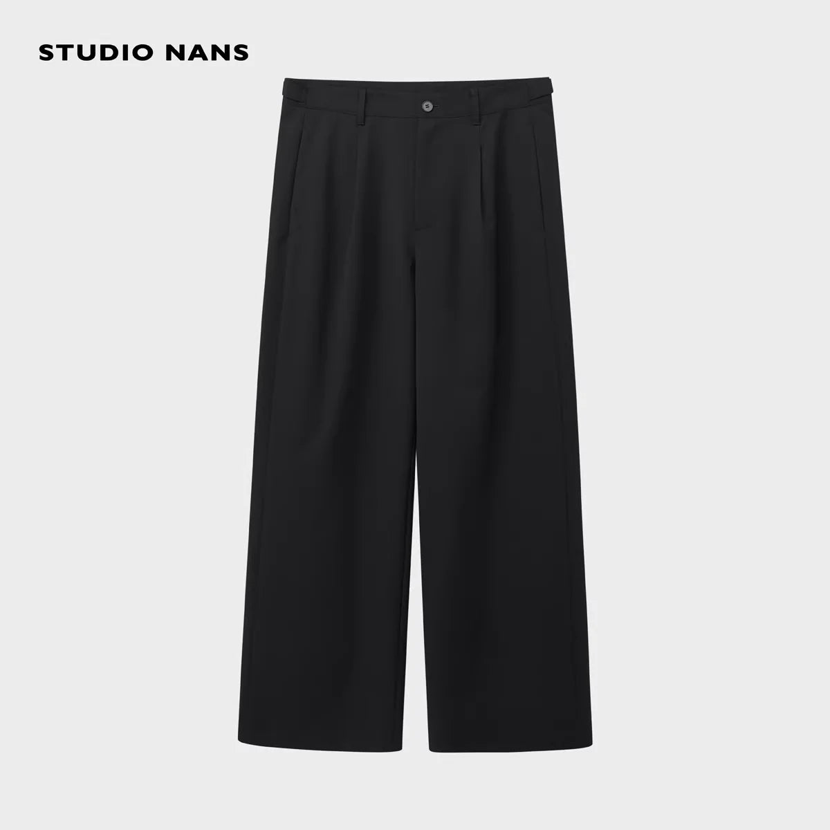 NANS Menswear 70s Style Wool Blend Pleated Suit Trousers with Adjustable Waistband