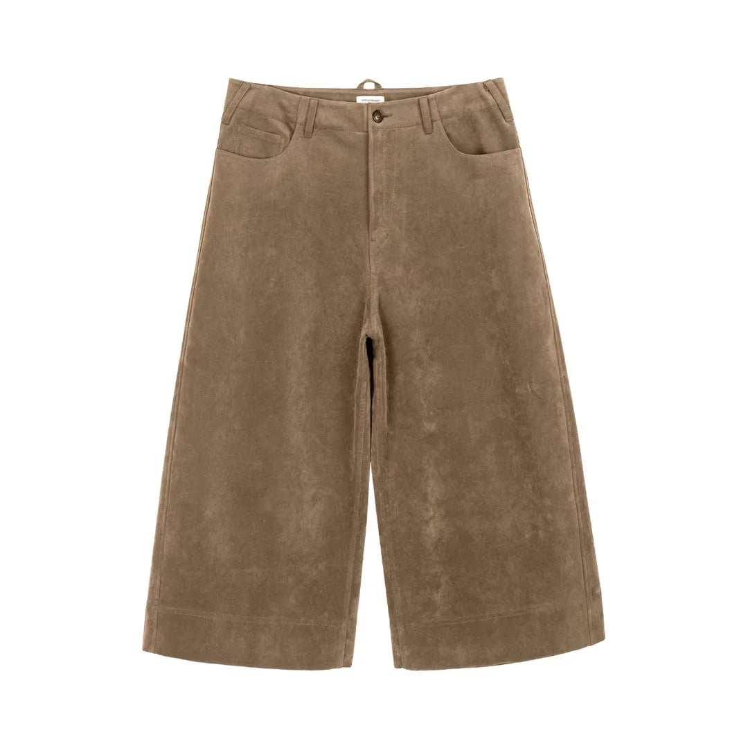 Simple Project Women's Suede Cropped Wide-Leg Pants