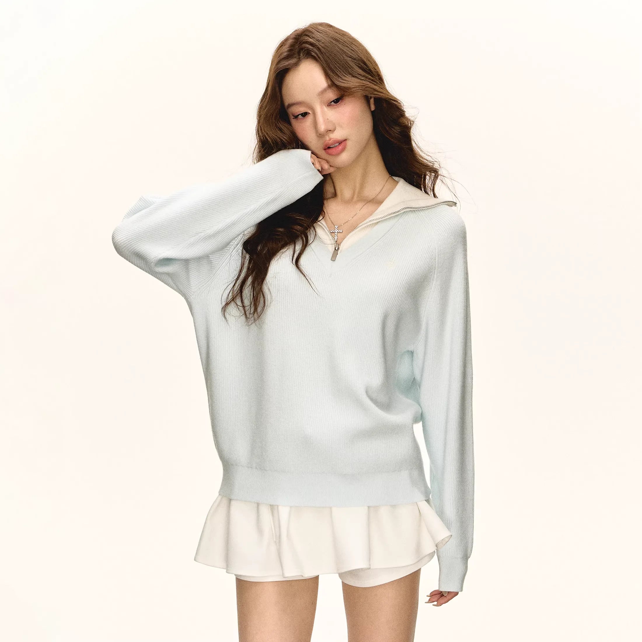 ARISEISM Vintage Style Loose Fit V-Neck Sweater for Women