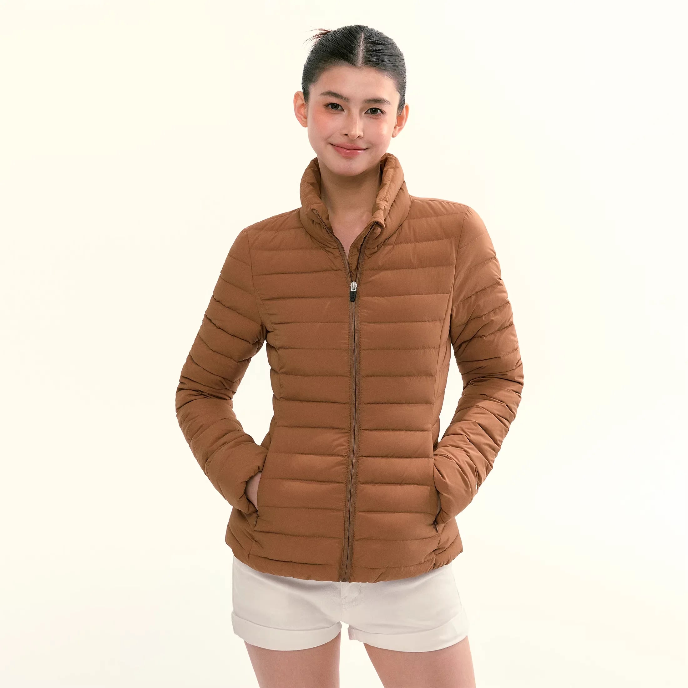ARISEISM Women's Slim Fit Stand Collar Down Jacket - Lightweight Quilted Winter Coat