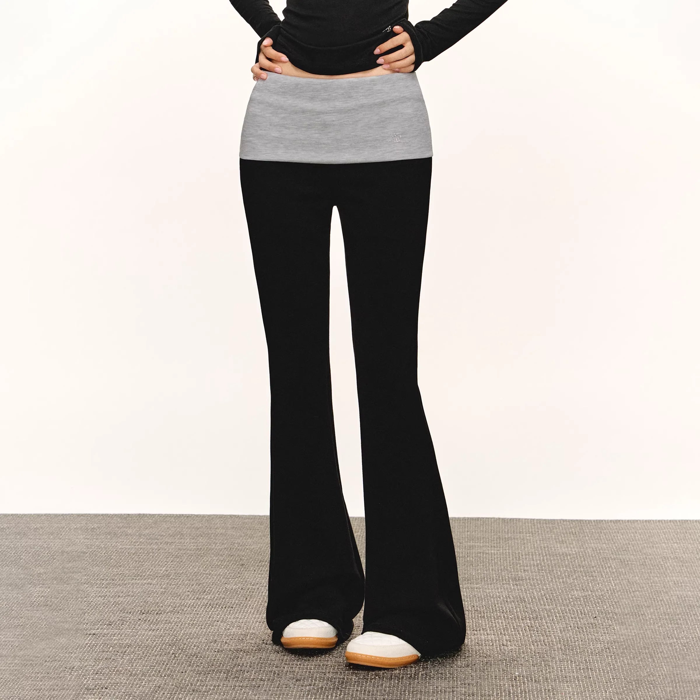 ARISEISM Women's White Flared Fold-over Waist Yoga Pants