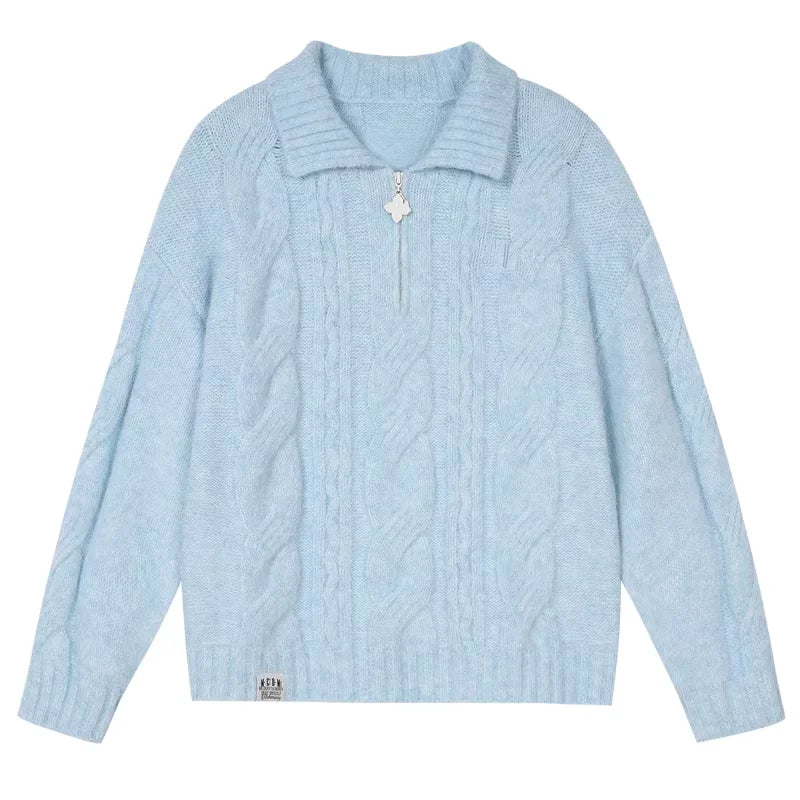 MEDM Unisex Cable Knit Half-Zip Sweater Jacket