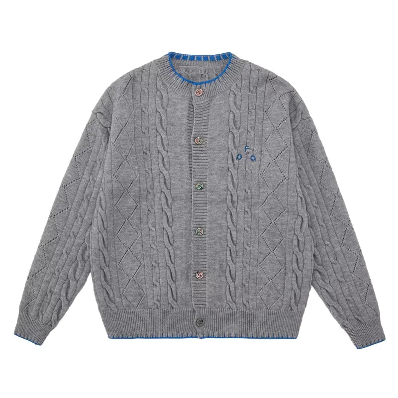 FPA Cable Knit Colorblock Cardigan Sweater for Men