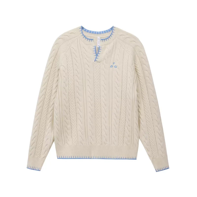 FPA Men's Vintage Henley Collar Knit Pullover Sweater