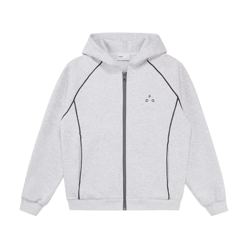 FPA Thermal Faux Leather Zip-Up Hoodie and Jogger Set - Loose Fit Casual Wear for Autumn