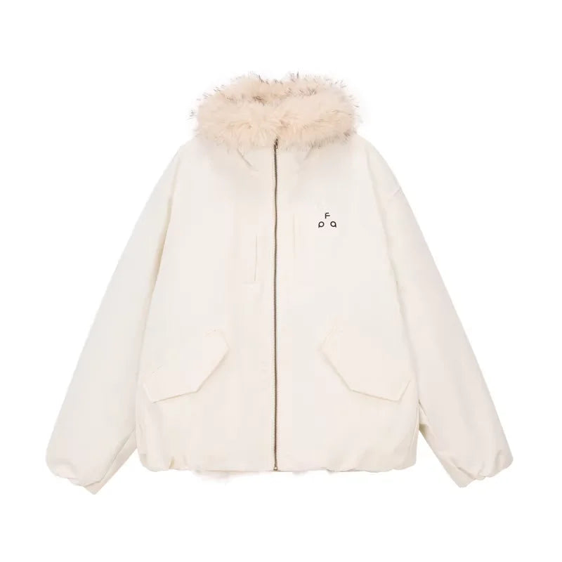 FPA Eco-Friendly Green Down Parka with Faux Fur Trim for Winter