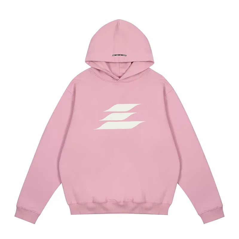 LOSTCTRL Fleece-Lined Oversized Hoodie with Abstract Graphic