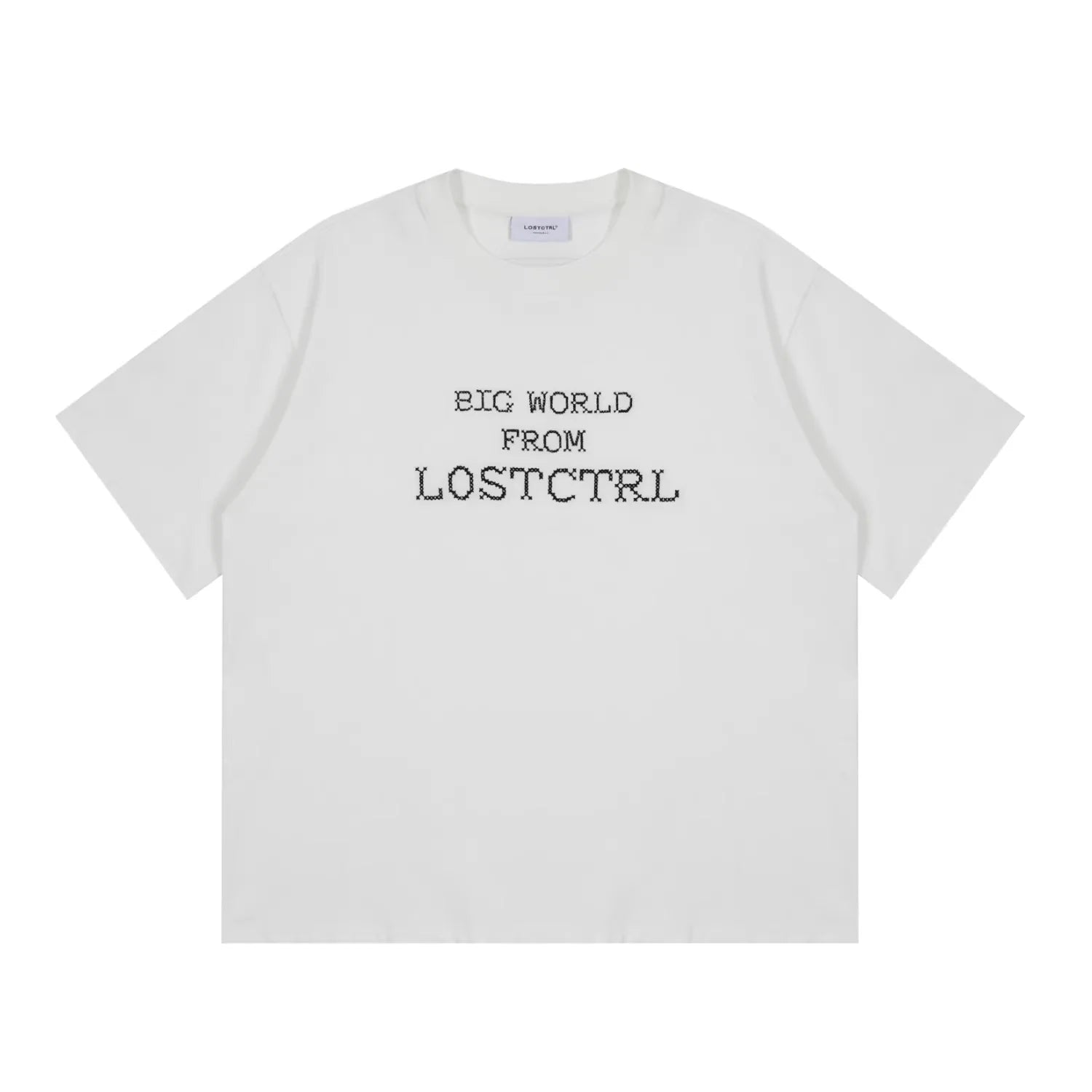 LOSTCTRL Men's Oversized Cross-Stitch Letter T-Shirt - Summer Streetwear