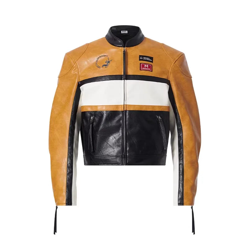BLINDNOPLAN Colorblock Detachable Cotton Motorcycle Jacket