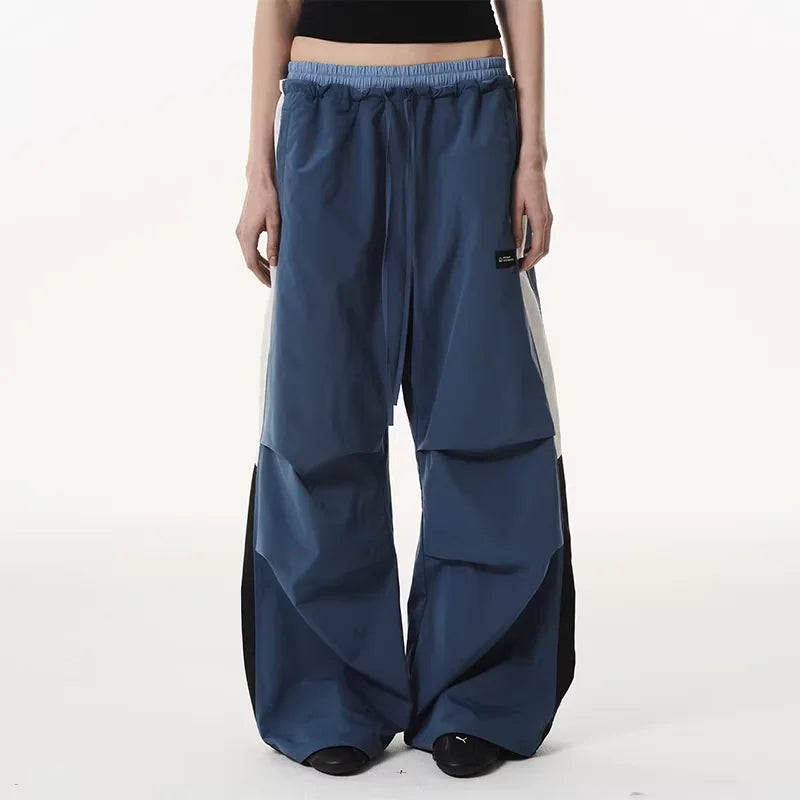 BLINDNOPLAN Women's Contrast Pleated Cargo Track Pants