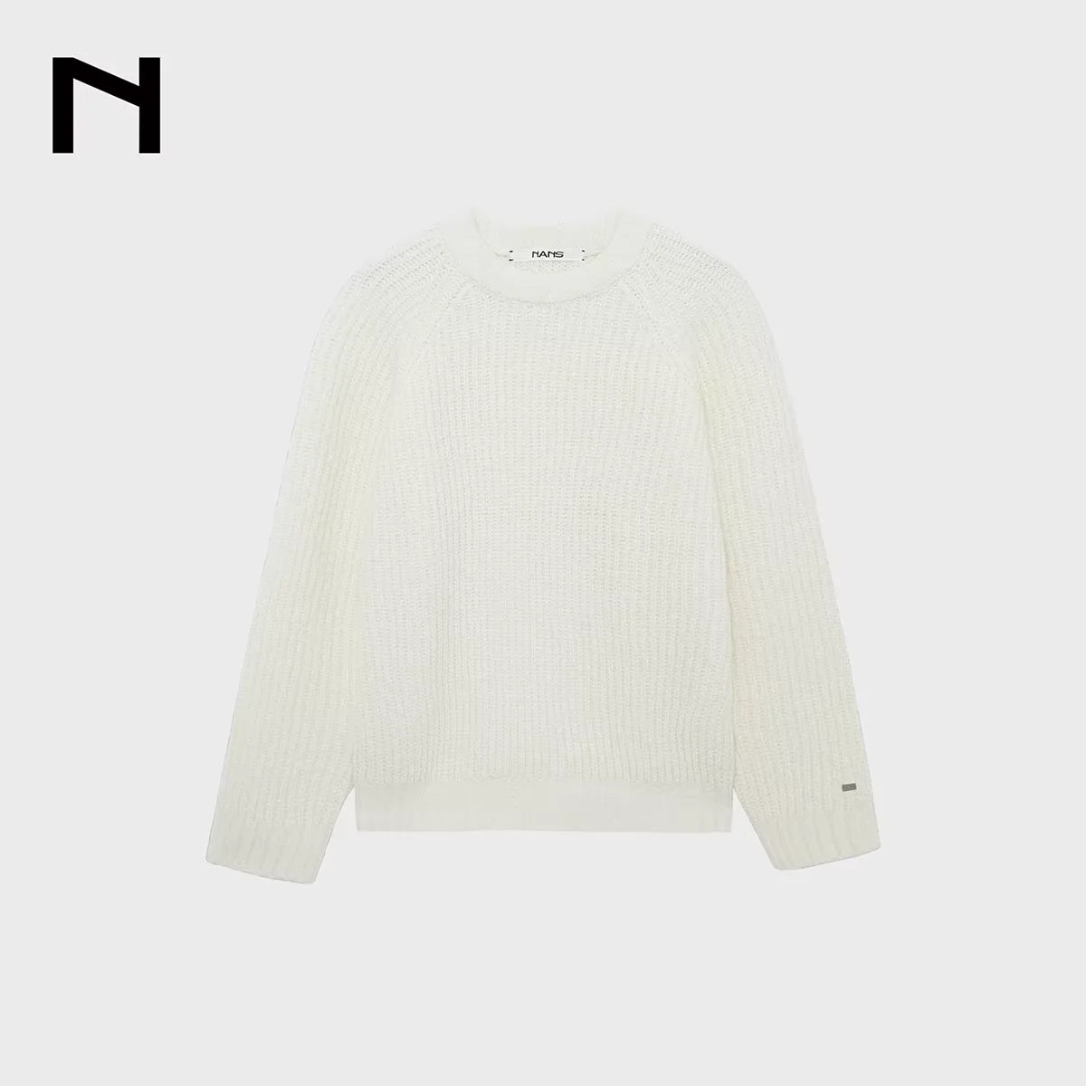 NANS Menswear Heavyweight Alpaca Wool Blend Raglan Crew Neck Sweater