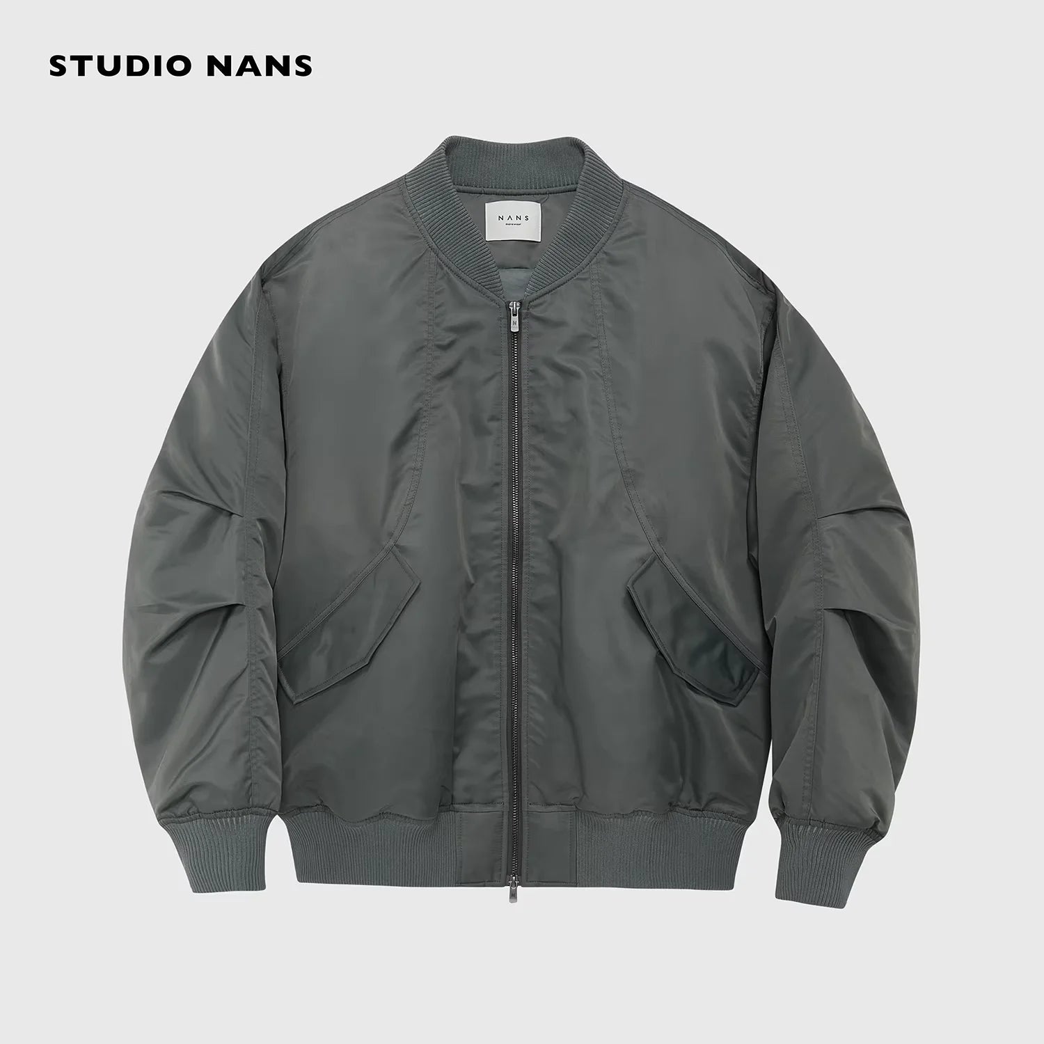 NANS Menswear Insulated Curved Panel Quilted Bomber Jacket