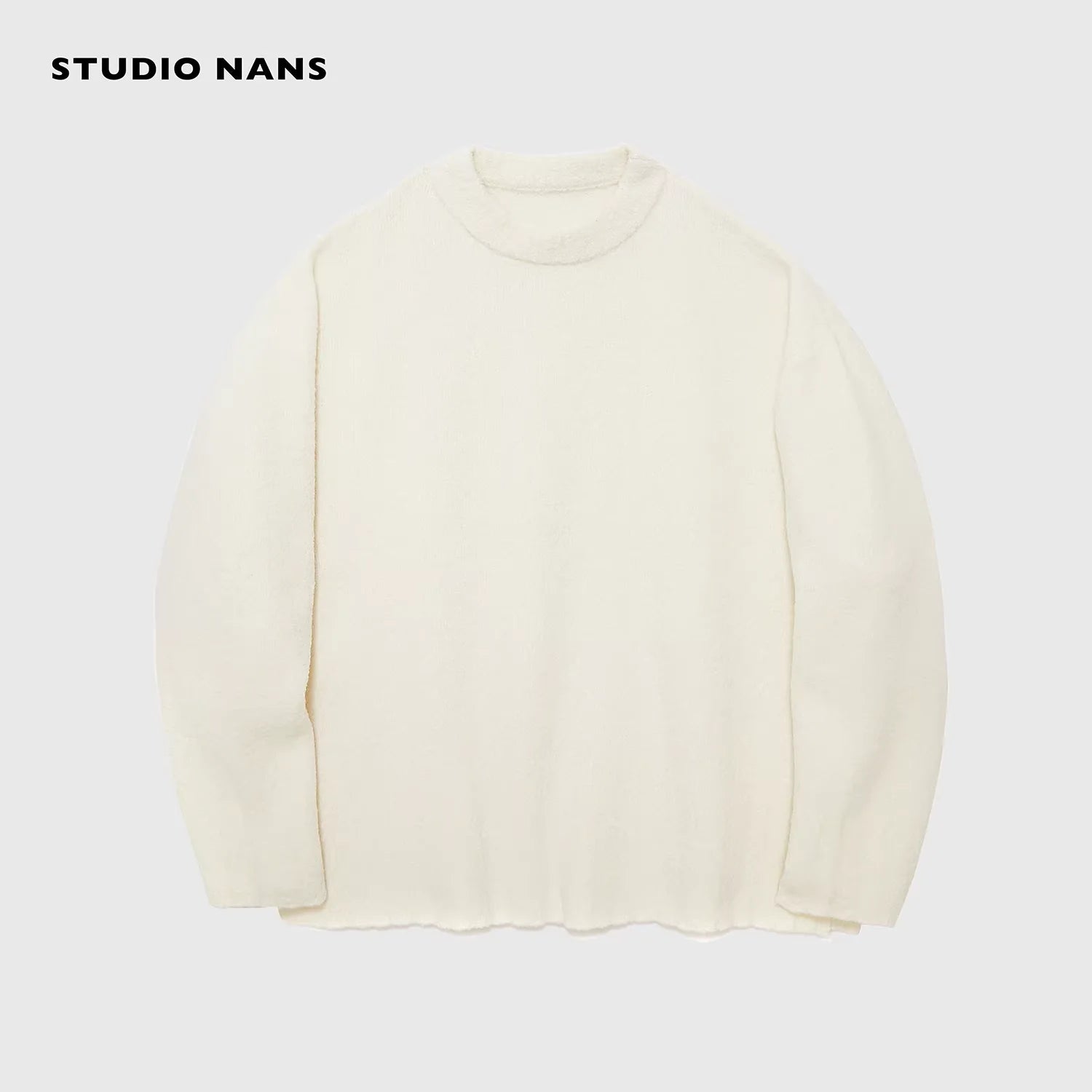 NANS Menswear Oversized Wool Blend Textured Crewneck Sweater