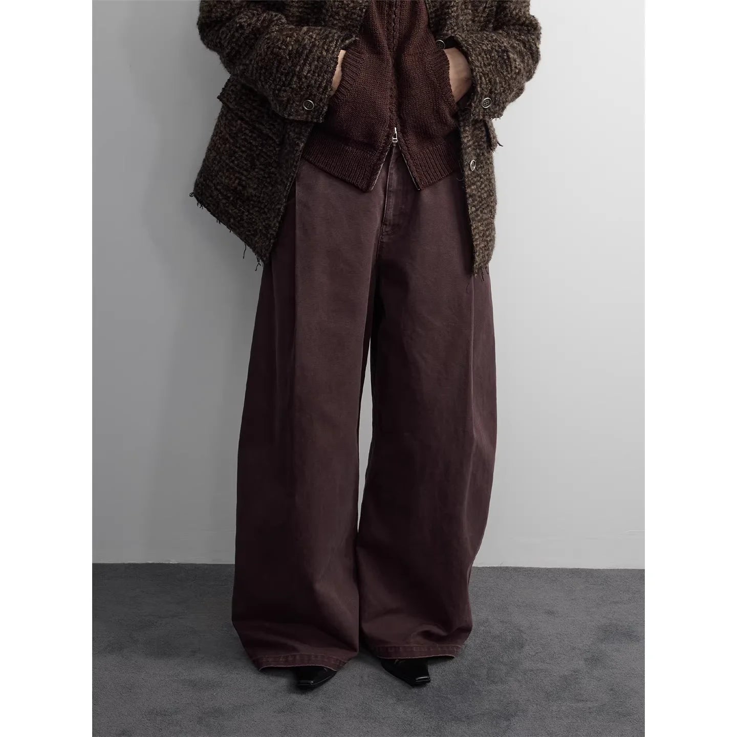 RandomPiece Heavyweight Faded Cotton Pleated Casual Pants