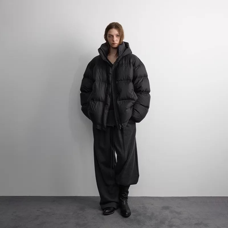 RandomPiece Women's Oversized Hooded Down Puffer Jacket with Drawstring Hem