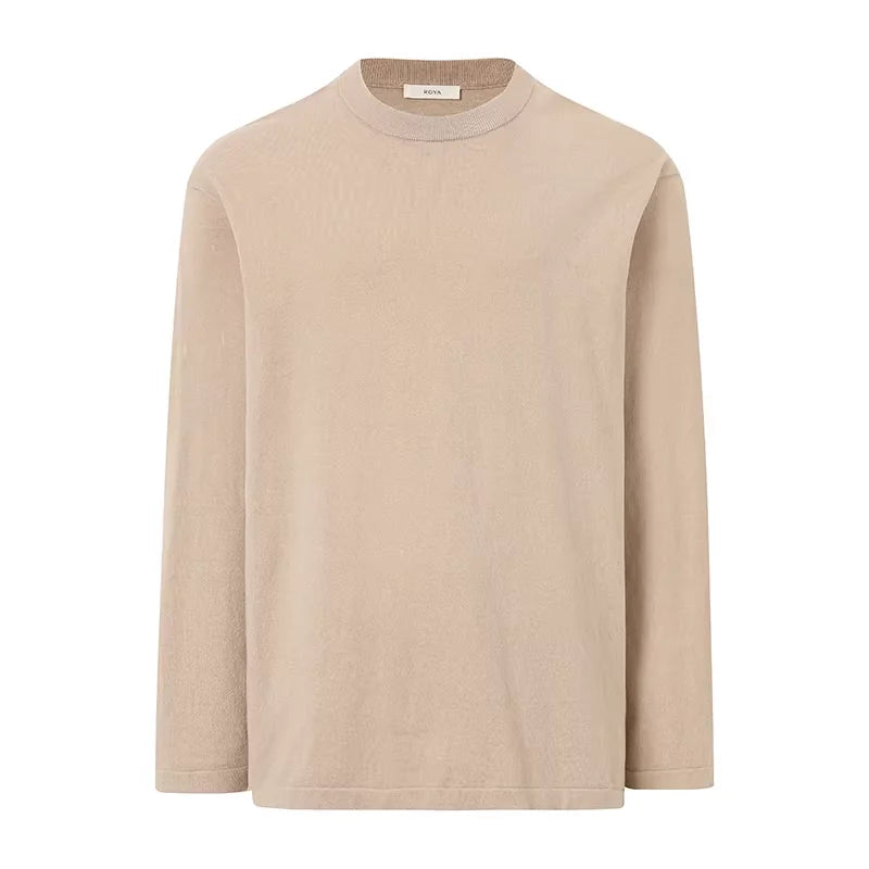 ROYA Men's Cashmere Cotton Blend Knit Crew Neck Pullover