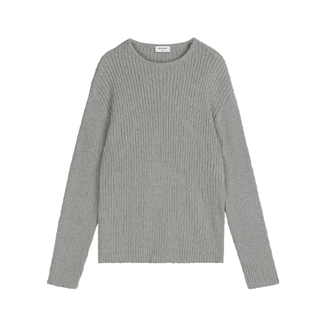 Simple Project Men's Ribbed Cotton Sweater - Slim Fit