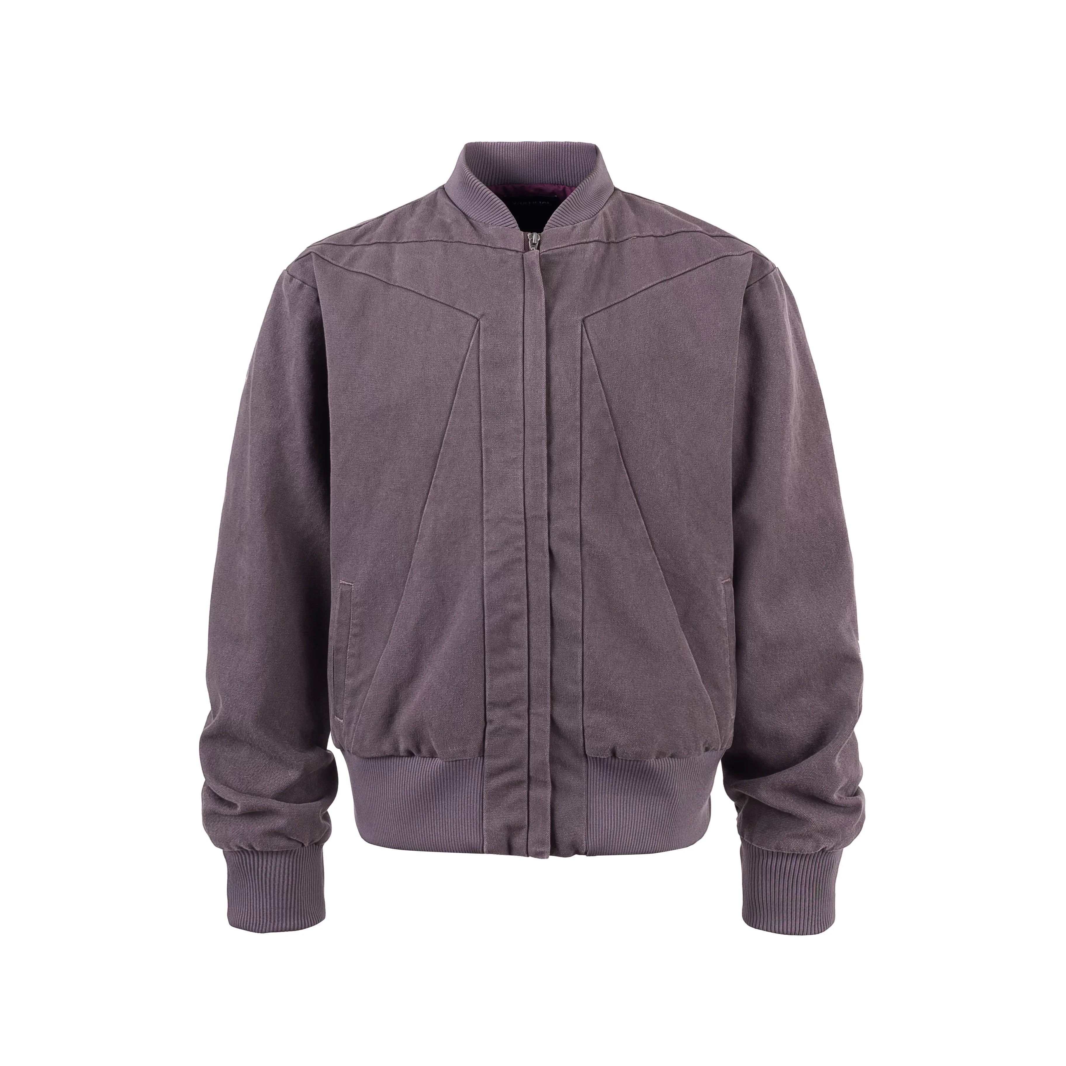 Y OFFICIAL Men's Heavy Washed Black Bomber Jacket with Geometric Paneling