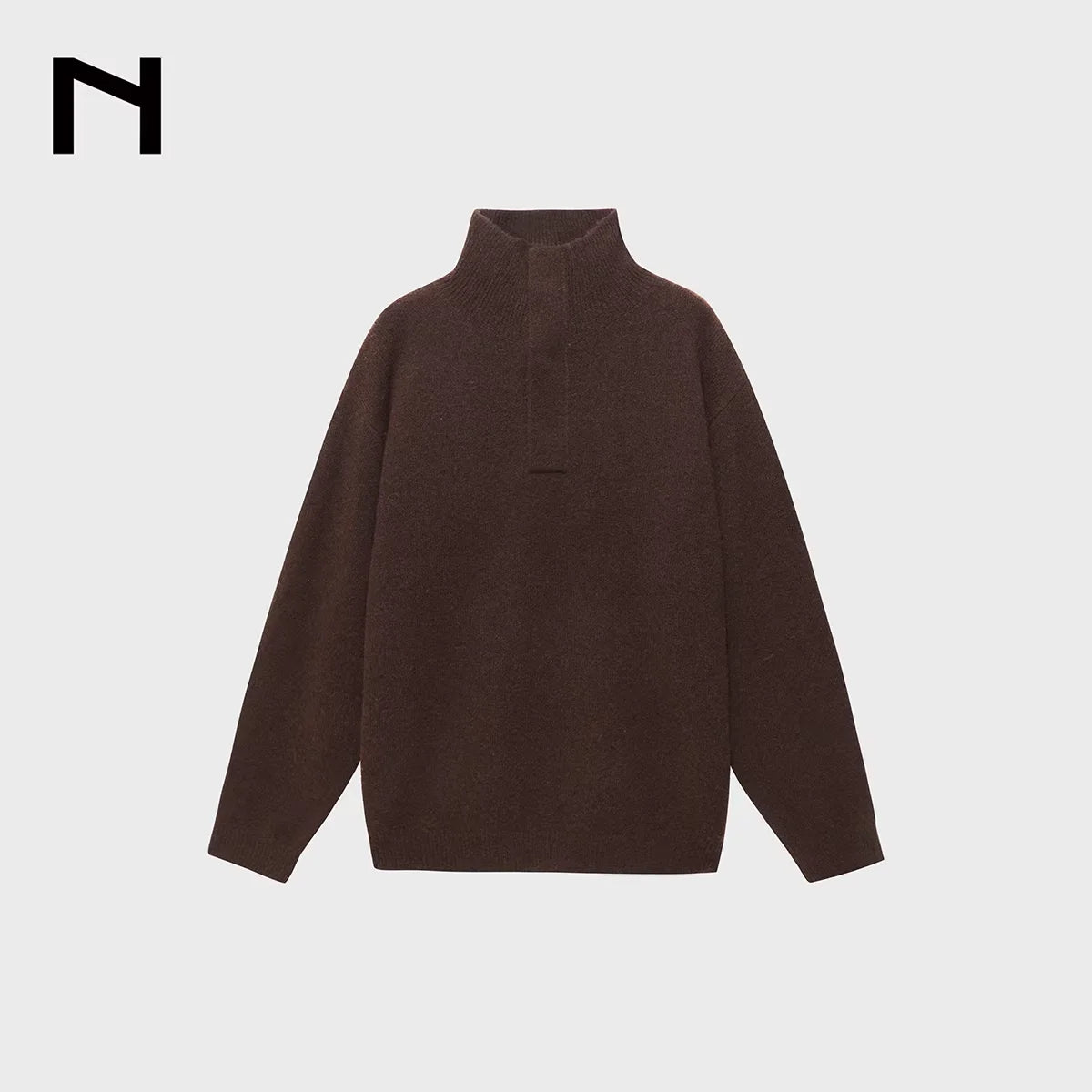 NANS Menswear Cashmere Wool Blend High Collar Knit Sweater