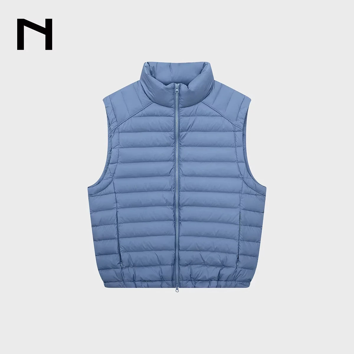 NANS Menswear Mens White Duck Down Crinkled Ribbed Short Puffer Jacket Vest