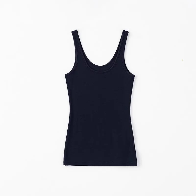 RandomPiece Slim Fit Tencel Wool Tank Top with U-Neckline