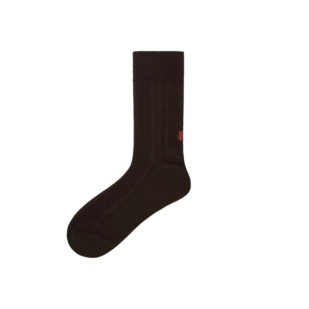 Simple Project Unisex Ribbed Mid-Calf Cotton Socks with Embroidered Detail