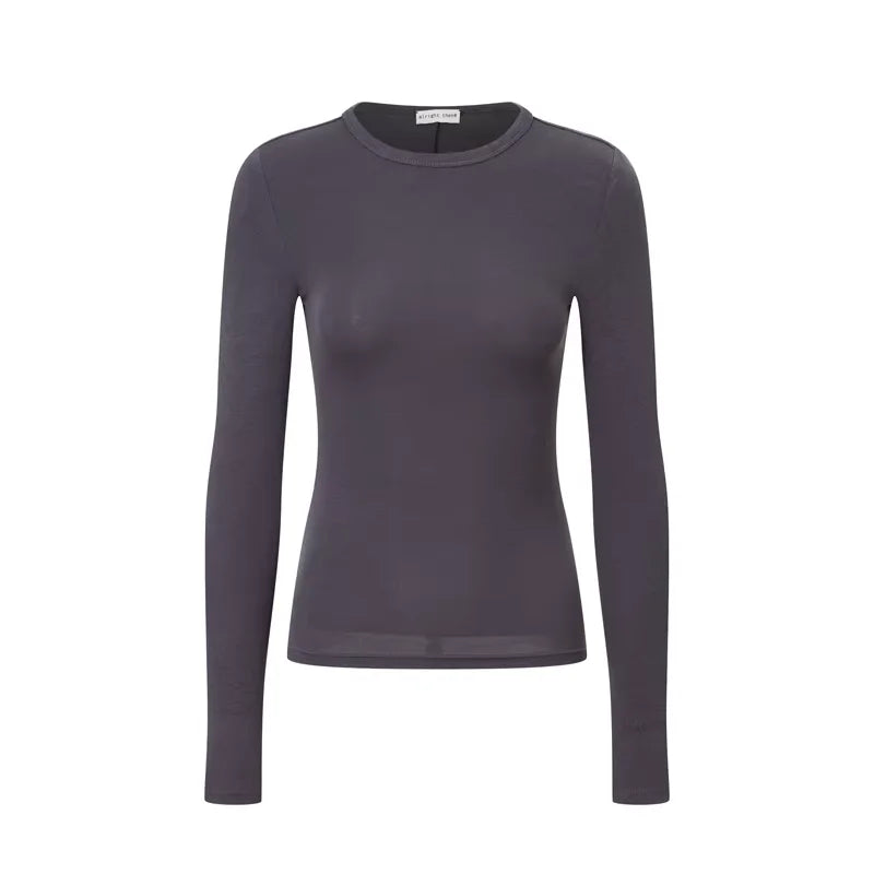 alright then Women's Slim Fit Long Sleeve Stretch Cotton T-Shirt