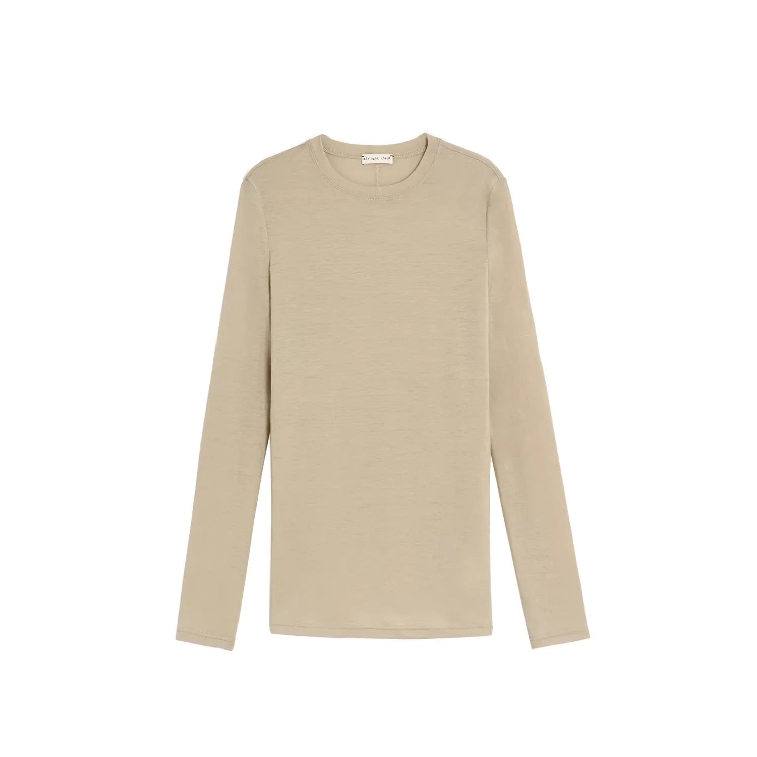 alright then Women's Merino Wool Slim Fit Crew Neck Long Sleeve T-Shirt