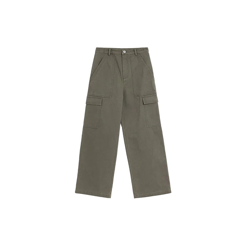 alright then Loose Fit Heavyweight Cotton Cargo Pants with Velcro Pockets