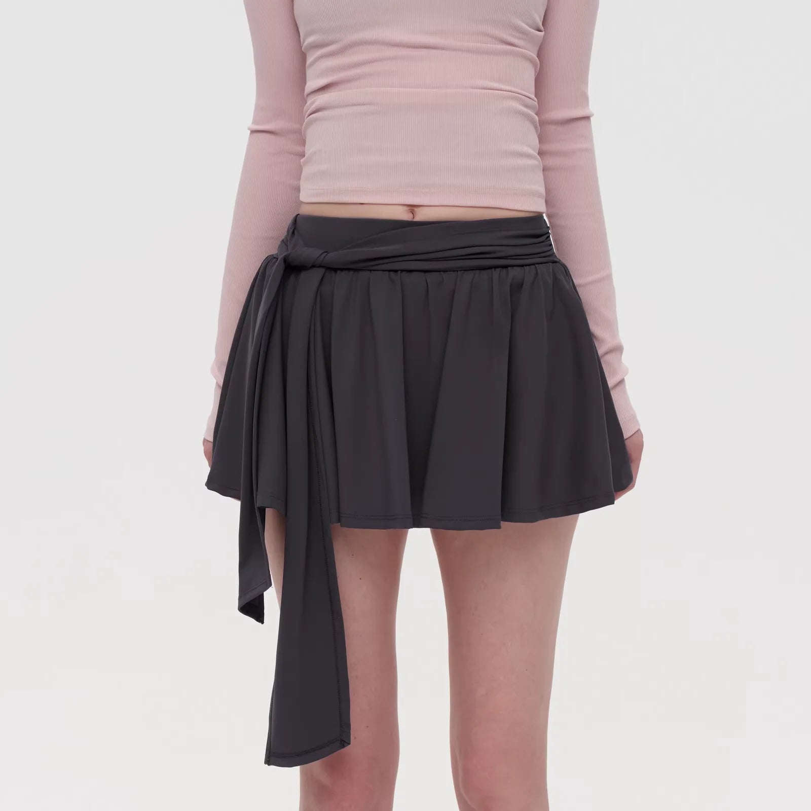 PUKI Colorblock Ballet-Inspired Halter Top and Bow Skirt Set