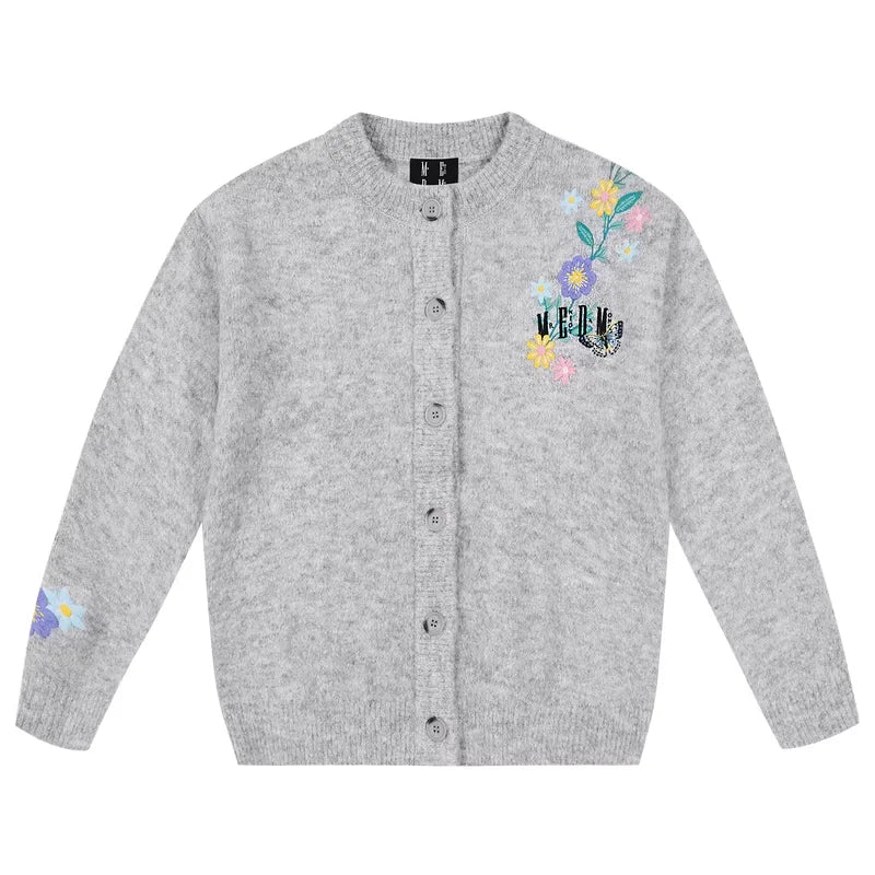 MEDM Embroidered Floral Cardigan Sweater with Button Front