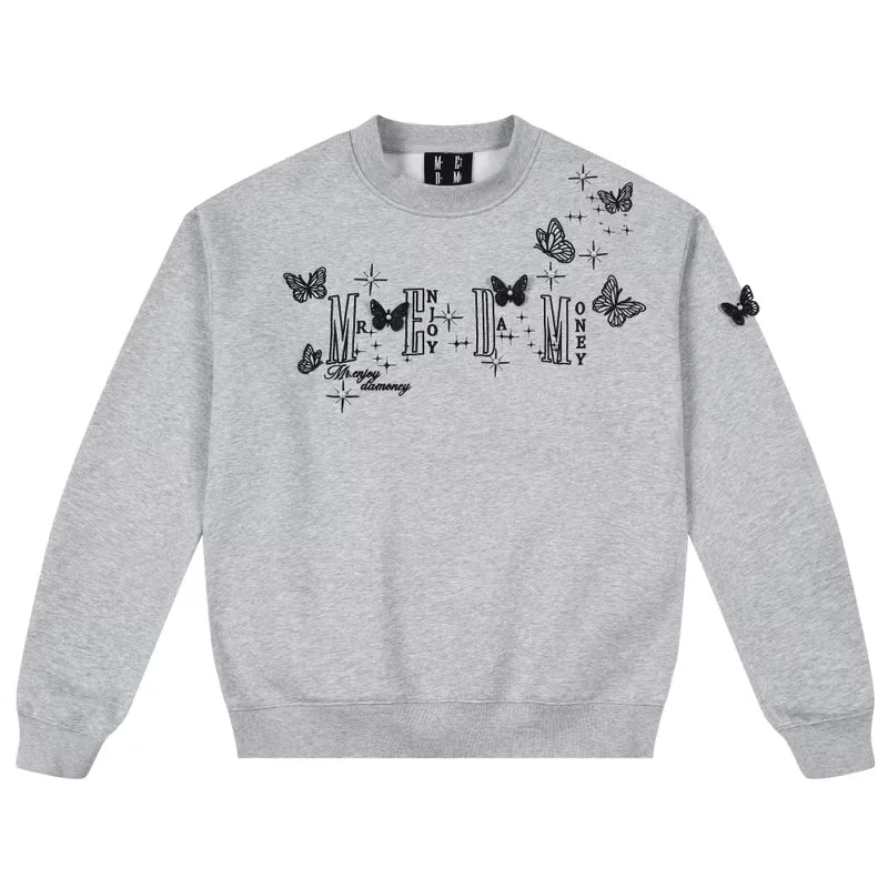MEDM 3D Butterfly Graphic Crewneck Sweatshirt for Men